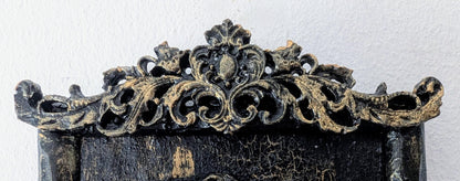 Small decorative wall hanging plaque hand made unique 3d art gothic baroque black + gold lady female skeleton skull home decor accent gift