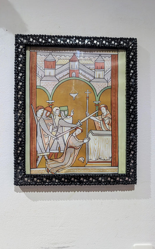 10 x 8" wood black, silver stars, embellished with gems landscape / wall hanging photo picture frame cute gothic home decor ooak gift