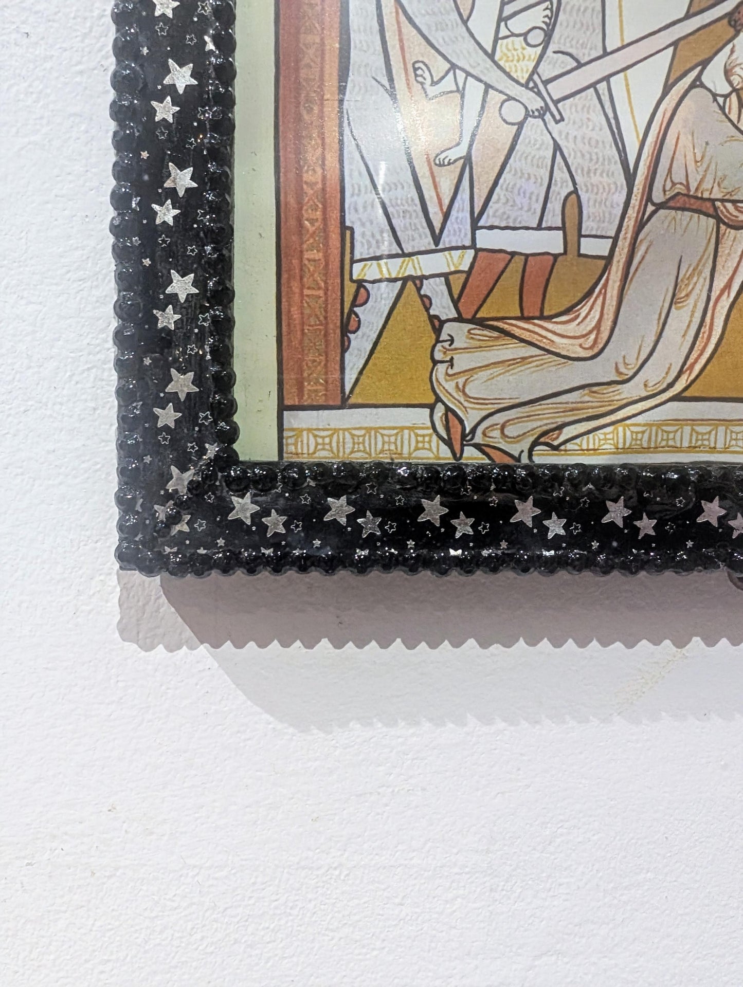 10 x 8" wood black, silver stars, embellished with gems landscape / wall hanging photo picture frame cute gothic home decor ooak gift