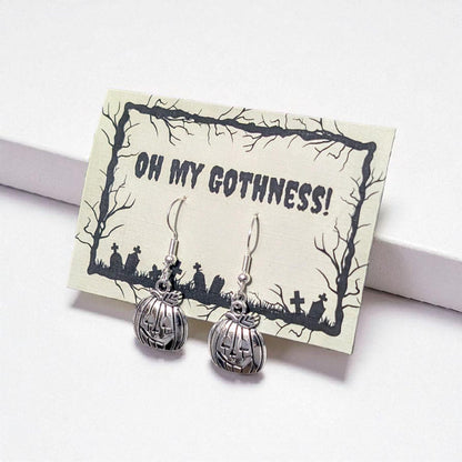 Handmade Silver Tone Pumpkin Earrings, Halloween Jewelry