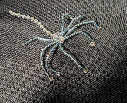 Handmade Beaded Spider Ornament: Turquoise Glass, Halloween Decoration