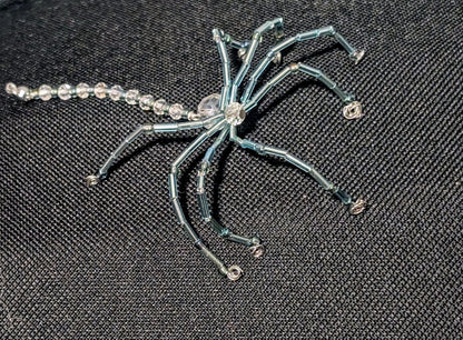 Handmade Beaded Spider Ornament: Turquoise Glass, Halloween Decoration