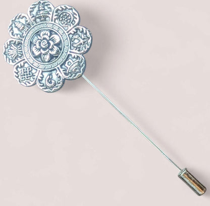 Handmade Silver Tone Flower Lapel Pin - Dapper Gents Accessory