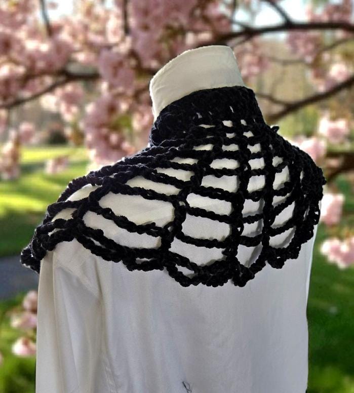 Crochet Spider Web Chenille Shawl: Gothic Steampunk Lace Wrap