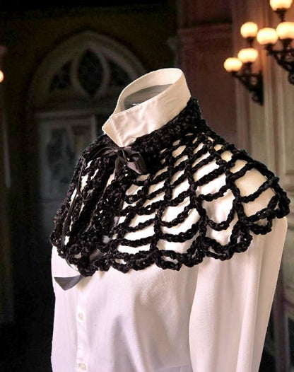 Crochet Spider Web Chenille Shawl: Gothic Steampunk Lace Wrap