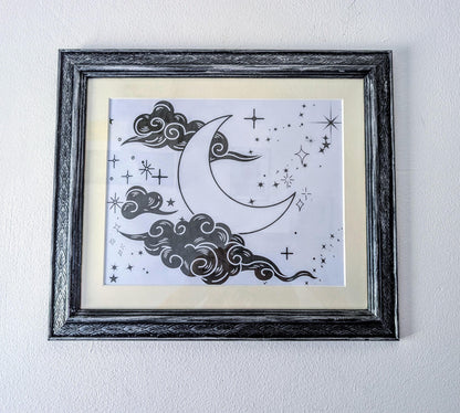 Carved Wooden Photo Frame: Black Brushed with Silver, Gothic Wall Hanging (12 x 10")