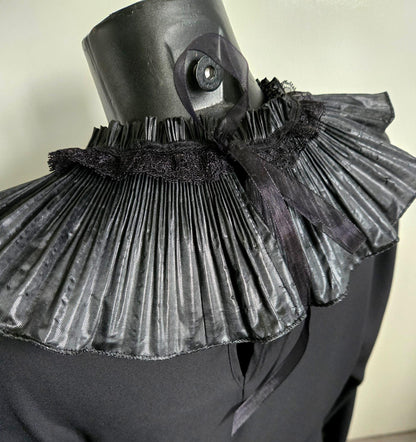 Black Lace Neck Ruff Collar - Steampunk, Gothic Costume