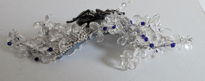 Blue Crystal Spider Hair Comb, Gothic Bridal Fascinator