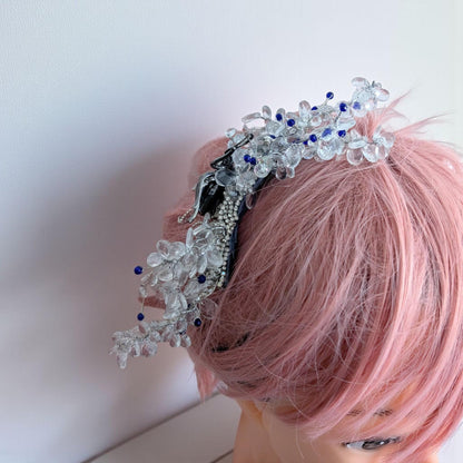 Blue Crystal Spider Hair Comb, Gothic Bridal Fascinator