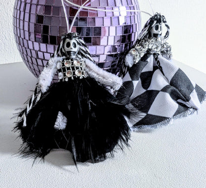 Creepy Handmade Skull Fairy Christmas Ornament, Gothic Xmas Decor (Set of 2)