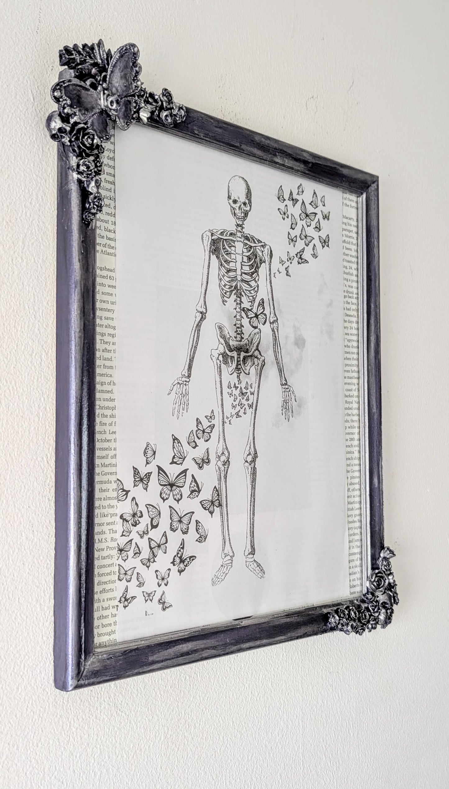 Gothic Picture Frame: Purple and Silver, Butterfly, Skulls and Roses