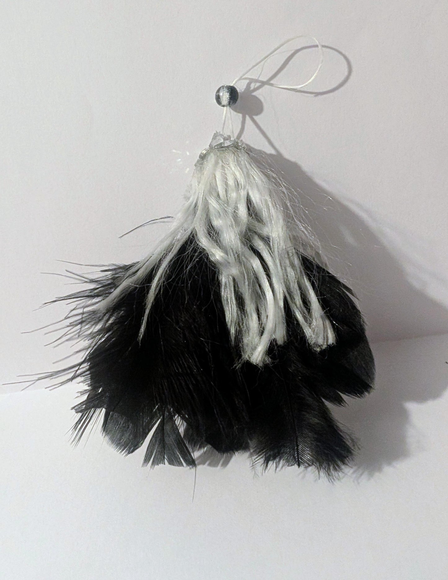 Handmade Gothic Skull Fairy Christmas Ornament: Black Feather Dress