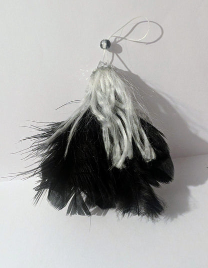 Handmade Gothic Skull Fairy Christmas Ornament: Black Feather Dress