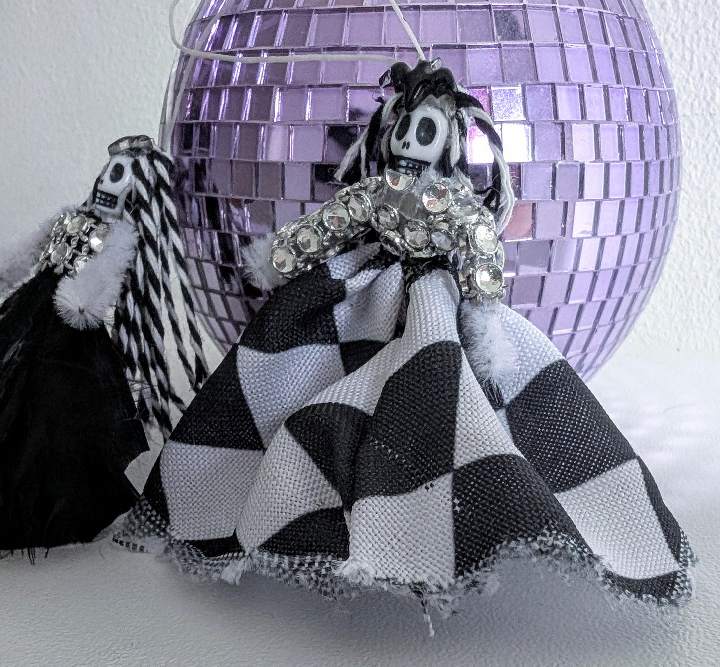 Creepy Handmade Skull Fairy Christmas Ornament, Gothic Xmas Decor (Set of 2)
