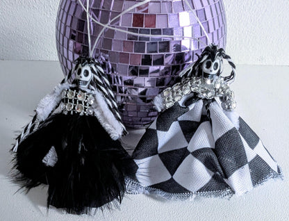 Creepy Handmade Skull Fairy Christmas Ornament, Gothic Xmas Decor (Set of 2)