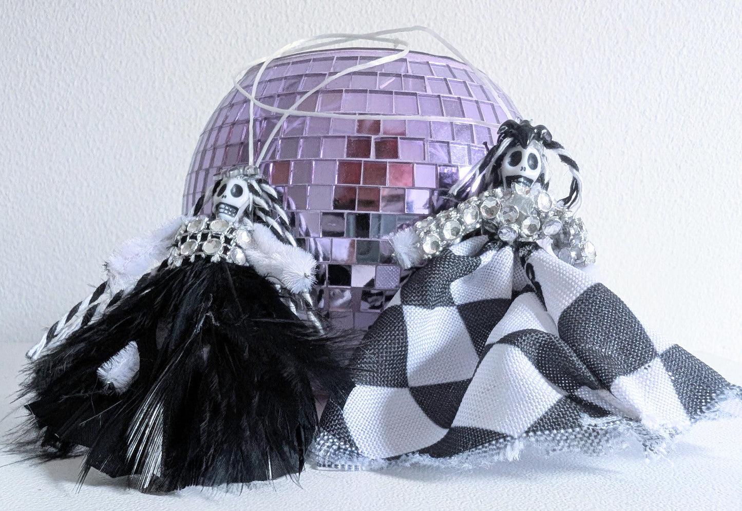 Creepy Handmade Skull Fairy Christmas Ornament, Gothic Xmas Decor (Set of 2)