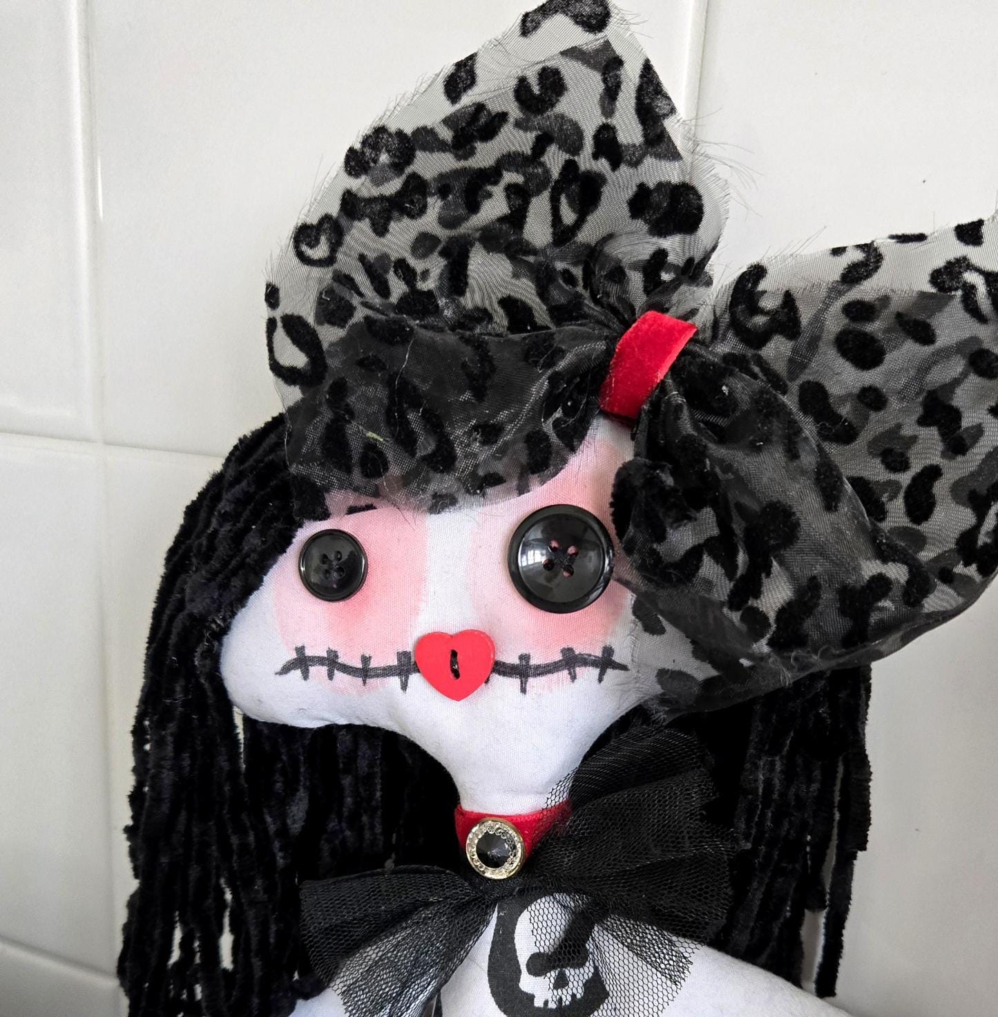 Gift Boxed Handmade Gothic Ragdoll: Creepy Button Eyes Art Doll (38cm)
