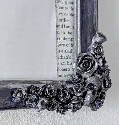 Gothic Picture Frame: Purple and Silver, Butterfly, Skulls and Roses