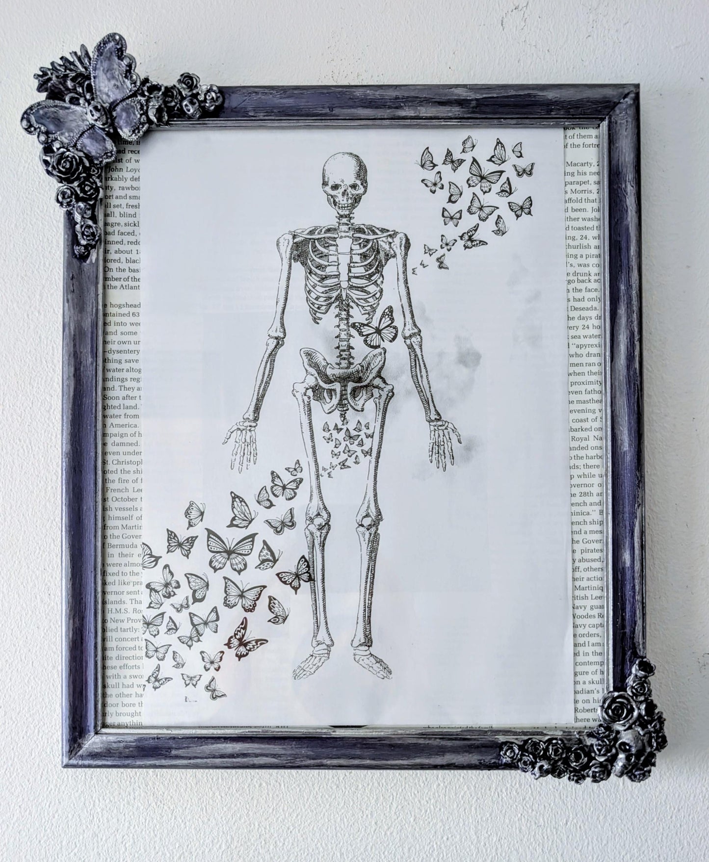 Gothic Picture Frame: Purple and Silver, Butterfly, Skulls and Roses