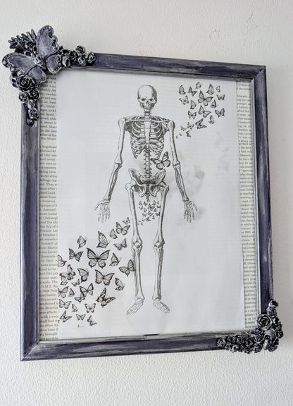 Gothic Picture Frame: Purple and Silver, Butterfly, Skulls and Roses