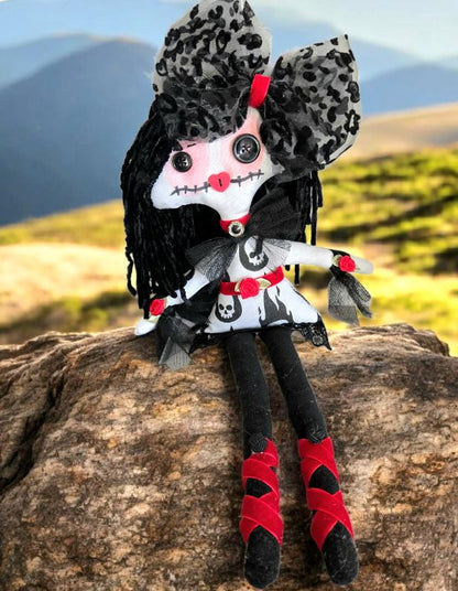 Gift Boxed Handmade Gothic Ragdoll: Creepy Button Eyes Art Doll (38cm)