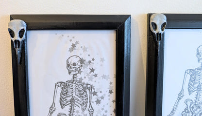 Gothic Wall Hanging Photo Frames with Crow Skulls, Creepy Home Decor