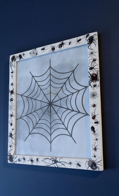 10 x 8" wall hanging arachnids picture photo frame. Portrait landscape. White wooden spiders unique home decor house accent gothic gift
