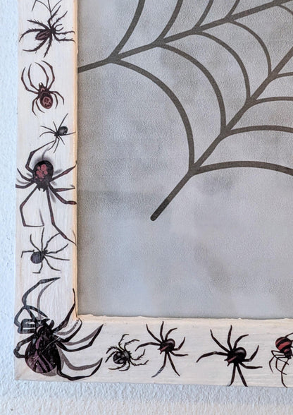 10 x 8" wall hanging arachnids picture photo frame. Portrait landscape. White wooden spiders unique home decor house accent gothic gift