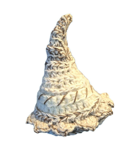 Handmade OOAK Chunky Woodland Forest Pixie Hat Crochet OOAK Whimsy Cream Taupe Brown White Elf Fable Fairy Gnome Autumn HT45