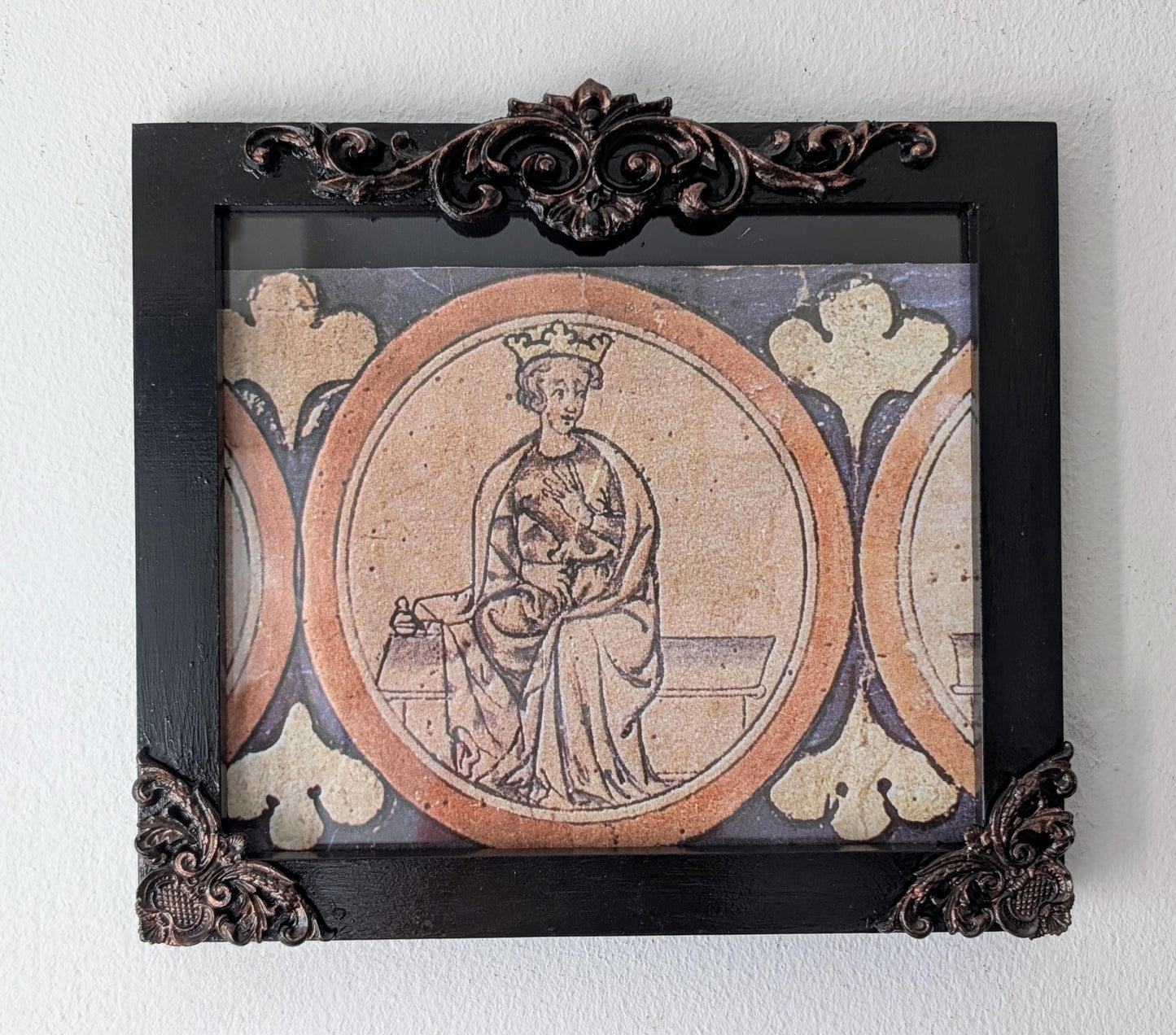 7.5 x 6.5" landscape wall hanging or freestanding picture photo frame. Black + antique gold baroque rococo inspired elegant home decor gift