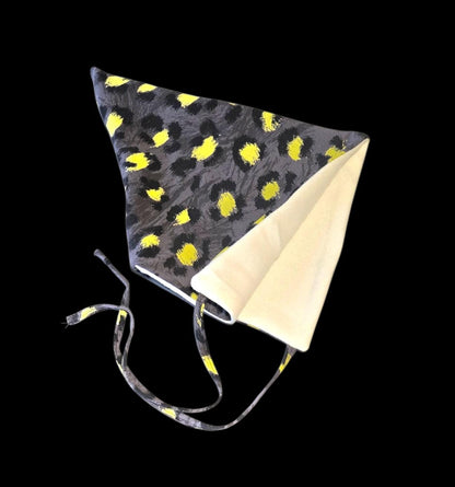 Fleece Lined Pixie Hat: Grey, Yellow, Black Whimsical Adult Bonnet