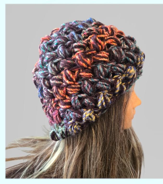Handmade Crochet Beanie Hat OOAK Pink Blue Green Adult Emo Goth Fairy Forage HT52