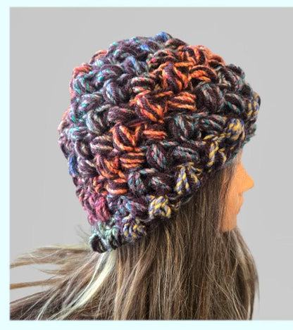 Handmade Crochet Beanie Hat OOAK Pink Blue Green Adult Emo Goth Fairy Forage HT52