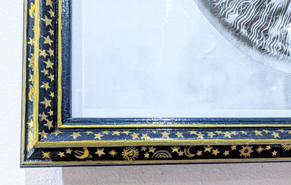 12" x 8" A4 picture photo frame. Certificate display Landscape/ portrait wall hanging. Deep blue & gold celestial home decor gift.