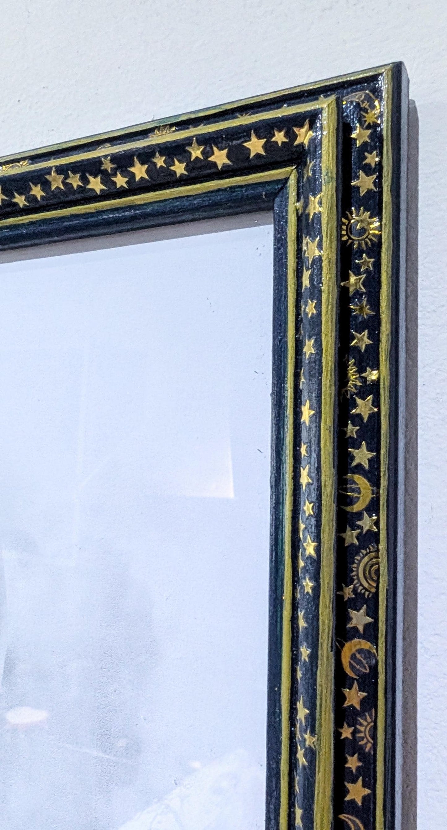 12" x 8" A4 picture photo frame. Certificate display Landscape/ portrait wall hanging. Deep blue & gold celestial home decor gift.