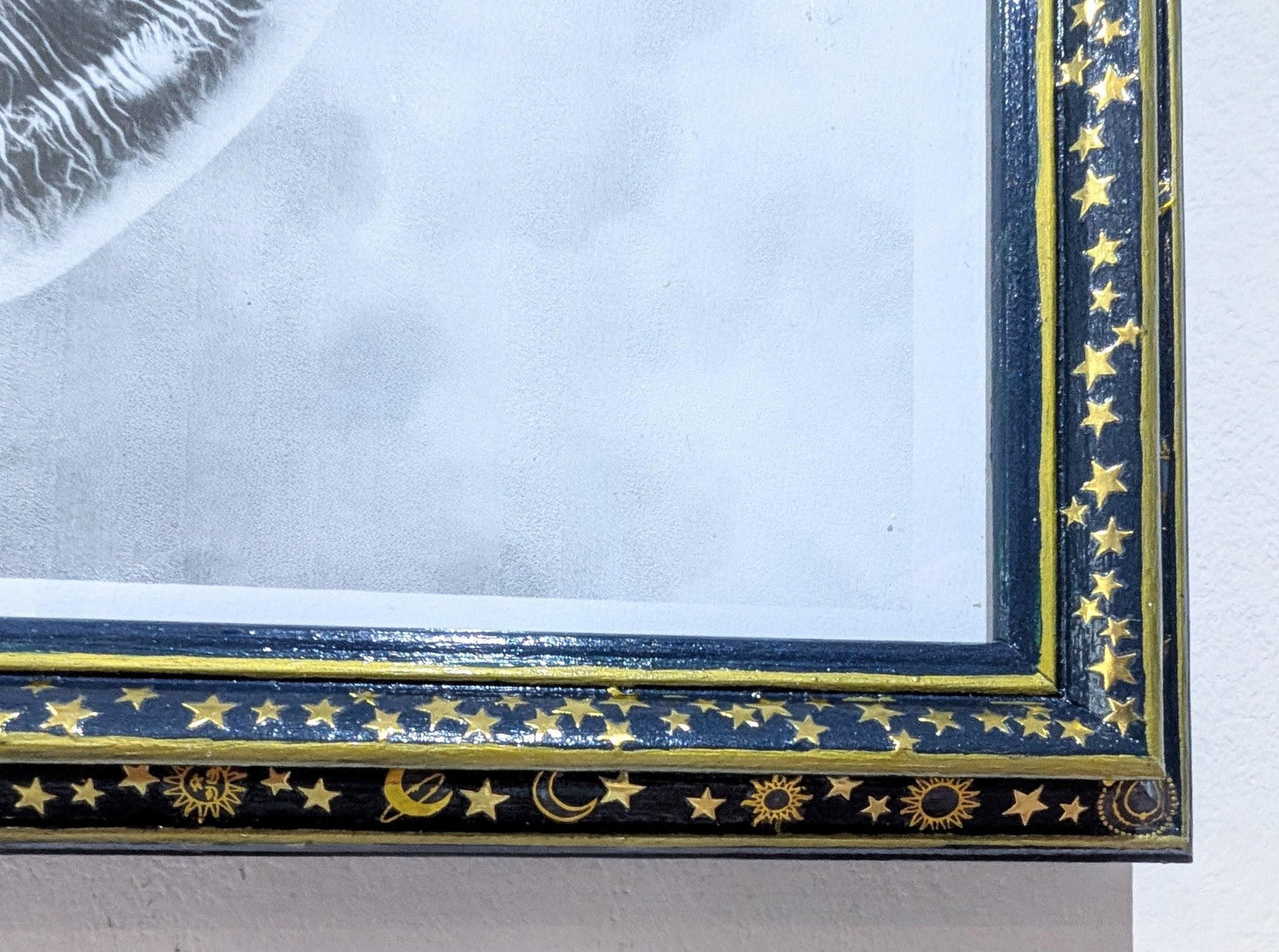 12" x 8" A4 picture photo frame. Certificate display Landscape/ portrait wall hanging. Deep blue & gold celestial home decor gift.