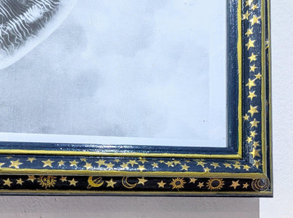 12" x 8" A4 picture photo frame. Certificate display Landscape/ portrait wall hanging. Deep blue & gold celestial home decor gift.