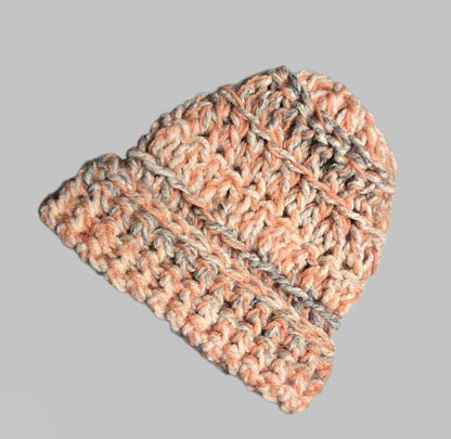 Handmade Crochet Chunky Beanie Hat OOAK Pink Grey White Adult Emo Goth Fairy Forage HT56