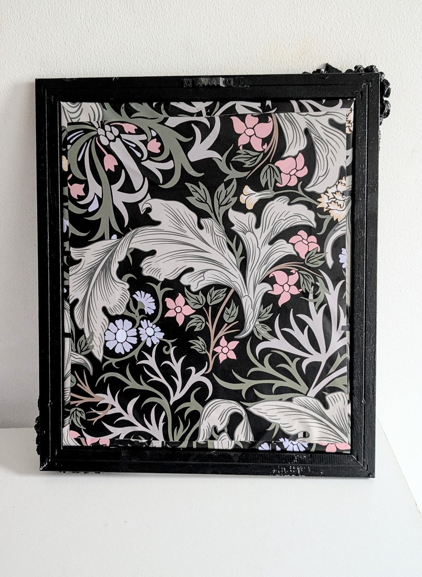 12 x 10" Black + Silver gothic portrait wall hanging photo picture frame Art Certificate display. Skulls, flowers, roses & butterflies. gift