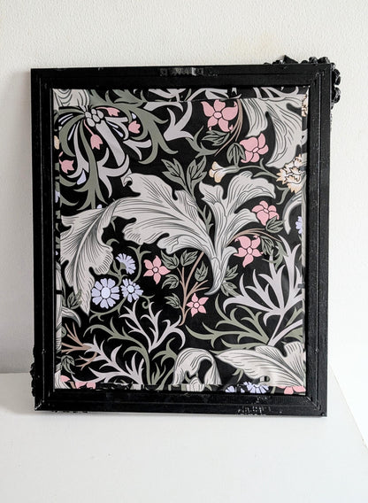 12 x 10" Black + Silver gothic portrait wall hanging photo picture frame Art Certificate display. Skulls, flowers, roses & butterflies. gift