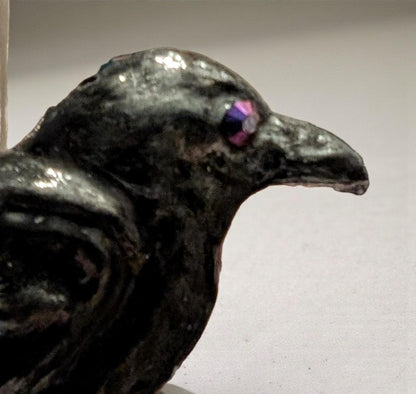 Crowned Skull Christmas Ornament, Raven and Iridescent Gems