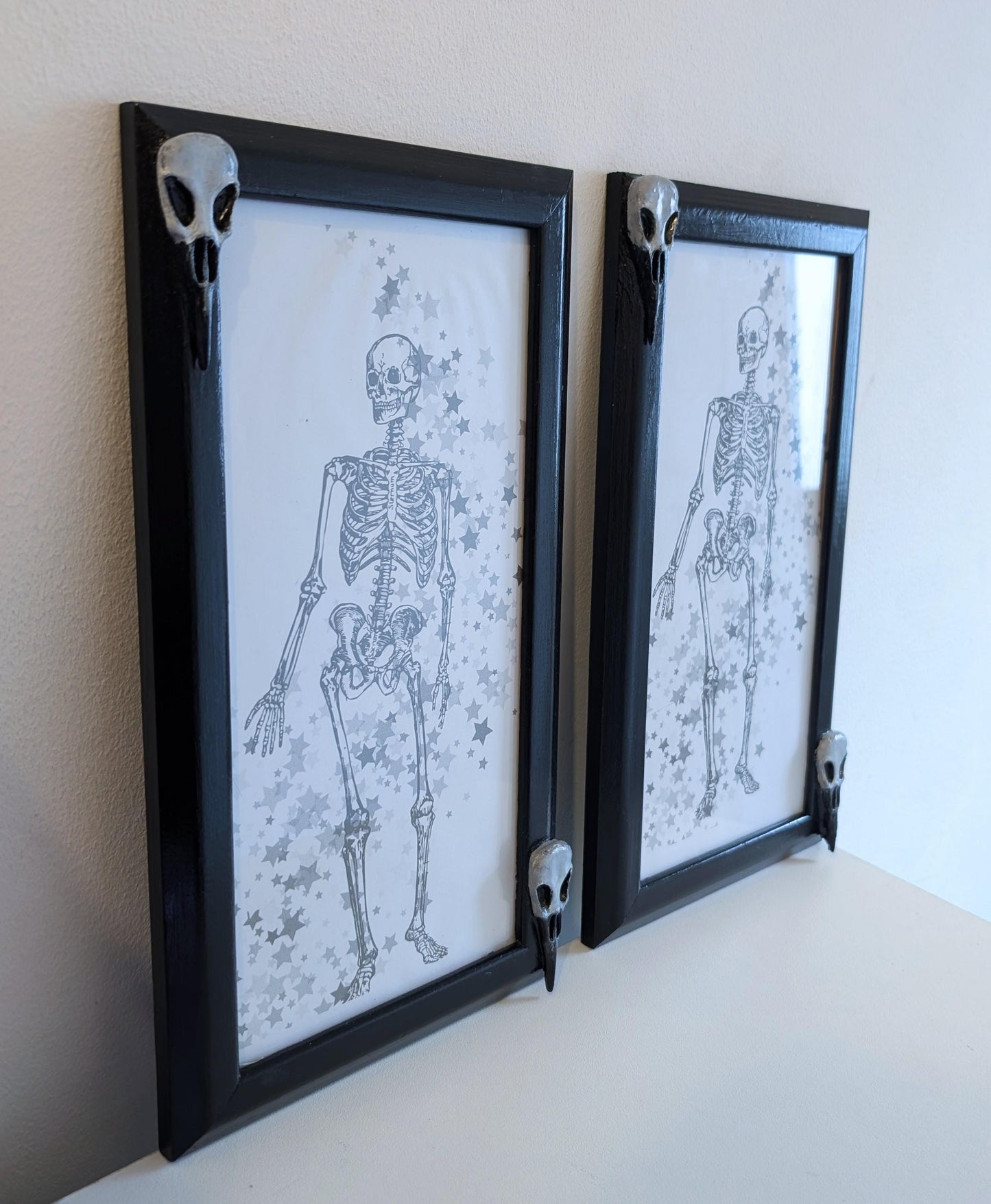 Gothic Wall Hanging Photo Frames with Crow Skulls, Creepy Home Decor