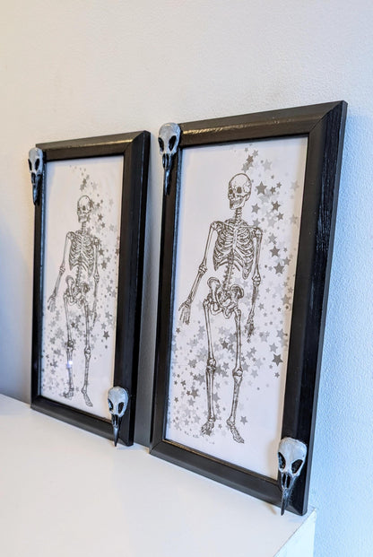 Gothic Wall Hanging Photo Frames with Crow Skulls, Creepy Home Decor