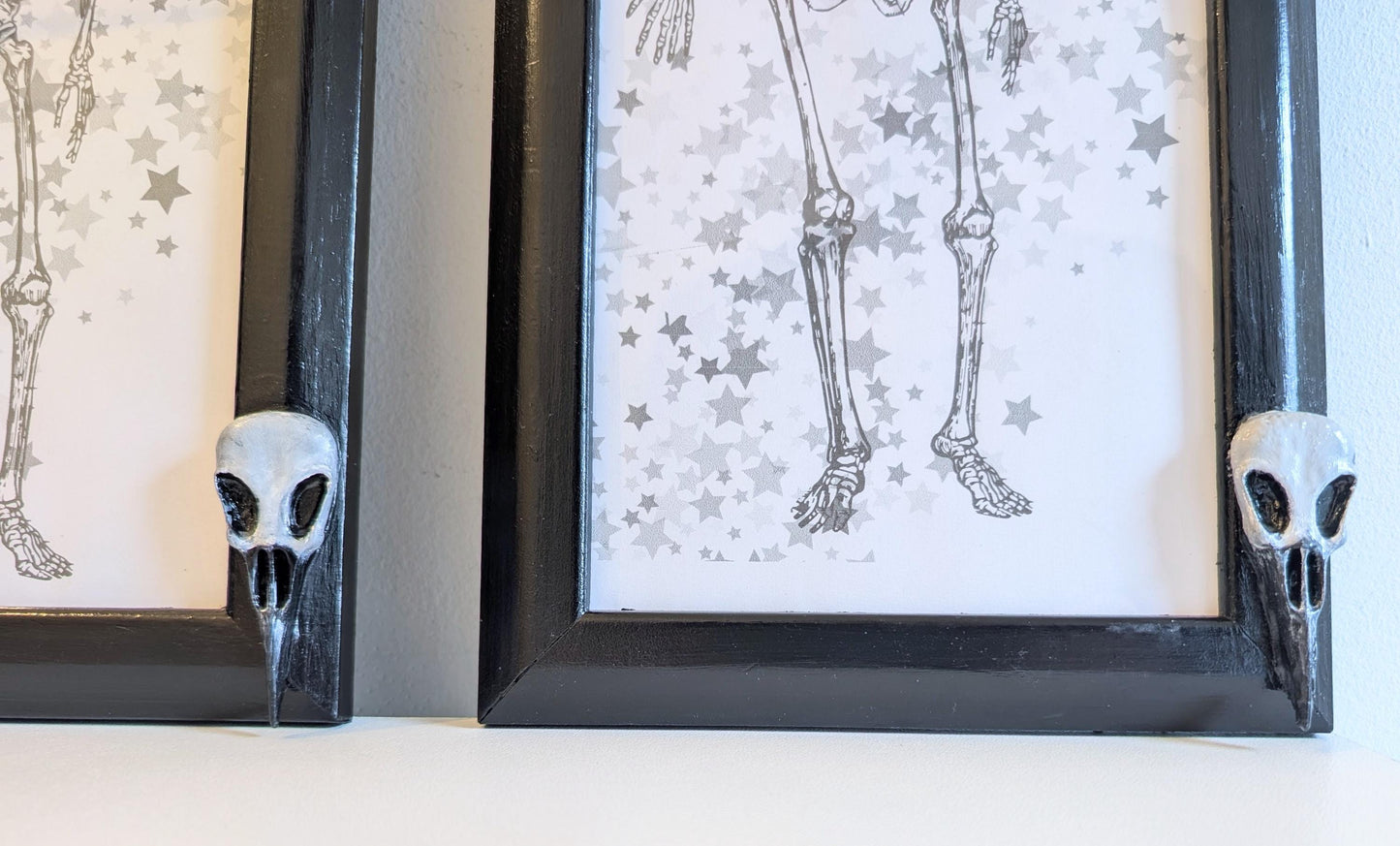 Gothic Wall Hanging Photo Frames with Crow Skulls, Creepy Home Decor