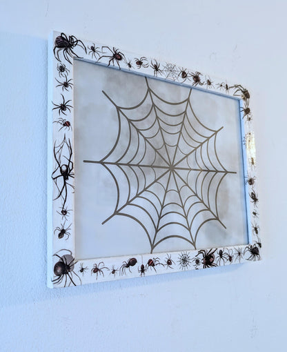 10 x 8" wall hanging arachnids picture photo frame. Portrait landscape. White wooden spiders unique home decor house accent gothic gift