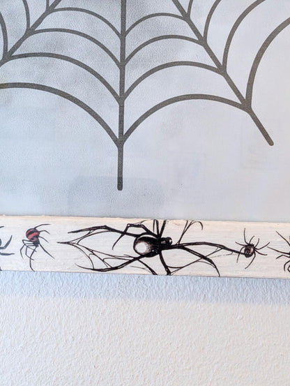 10 x 8" wall hanging arachnids picture photo frame. Portrait landscape. White wooden spiders unique home decor house accent gothic gift