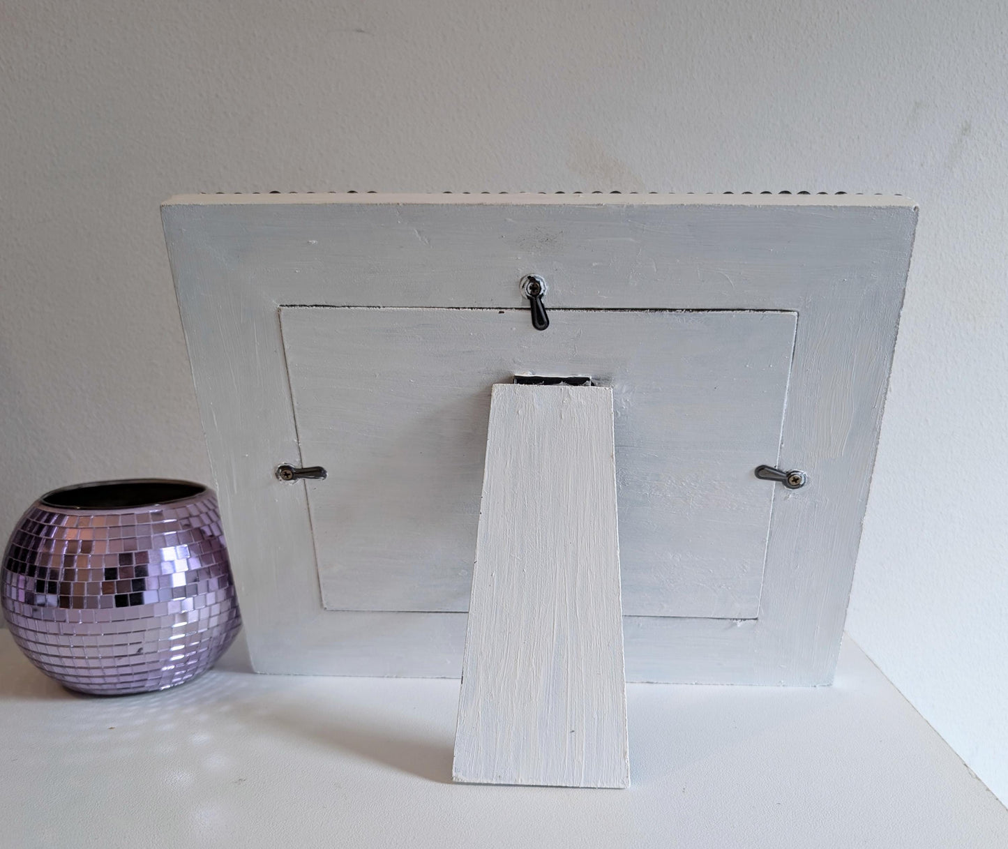 7 x 5" free standing photo frame. Painted white with black gems spiders. Creepy spiders arachnid fan unusual home gift couples housewarming