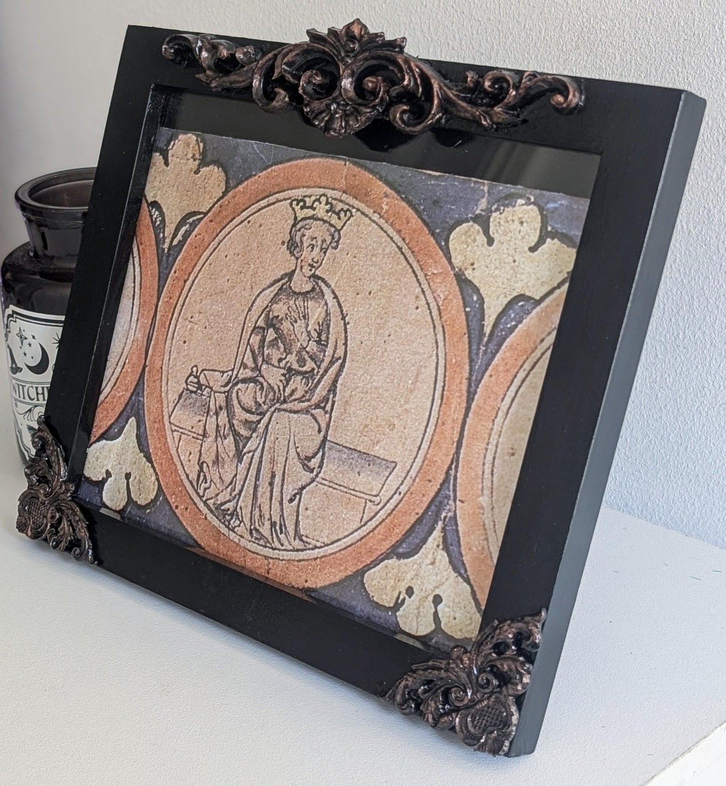 7.5 x 6.5" landscape wall hanging or freestanding picture photo frame. Black + antique gold baroque rococo inspired elegant home decor gift