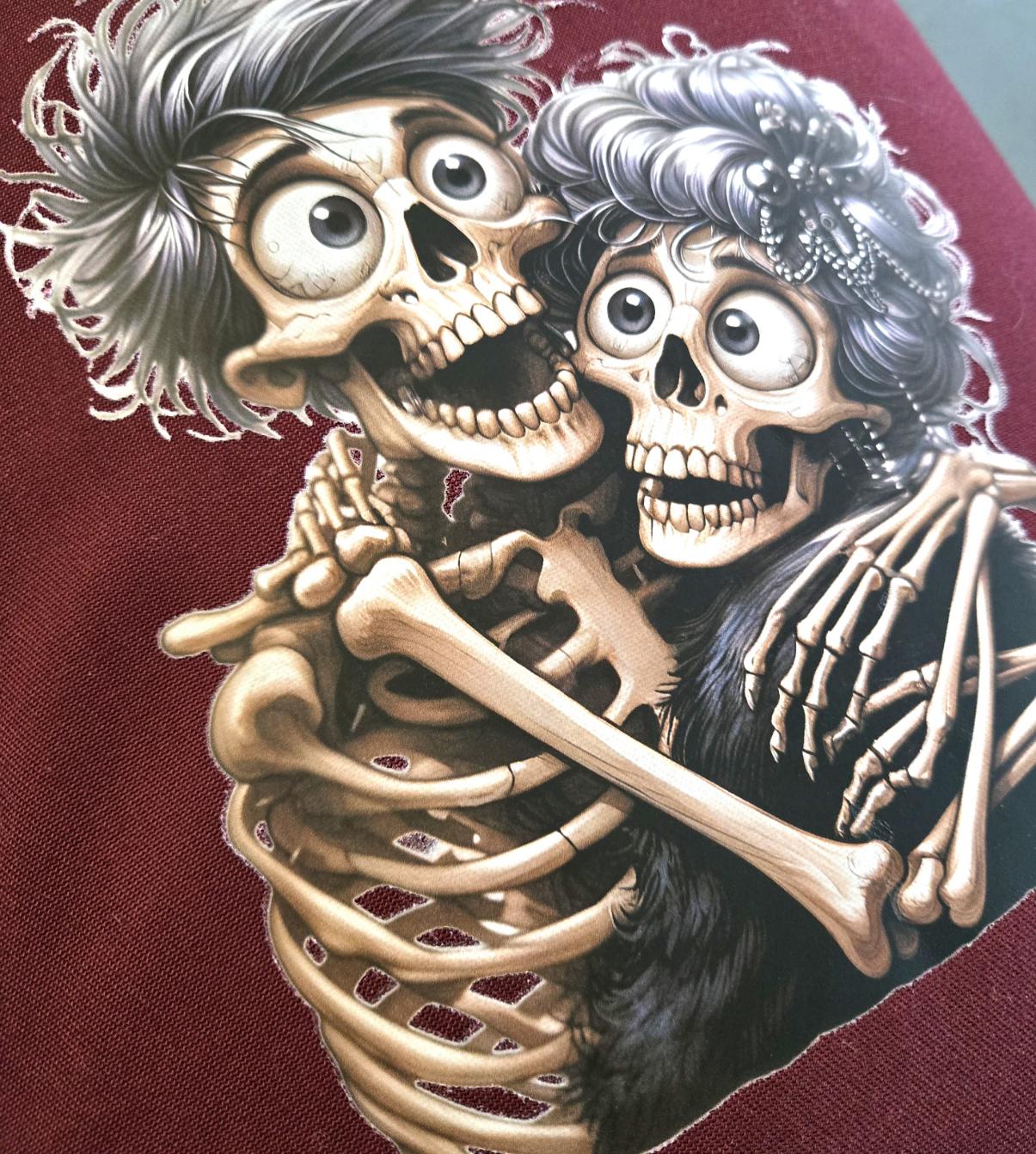 Handmade Burgundy Red Large Tote Bag With Skull Design - Fully Lined Shopper Shoulder BA3