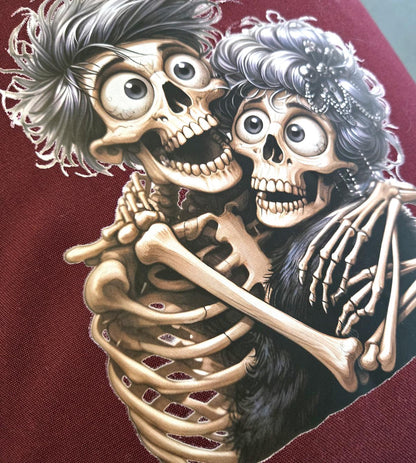 Handmade Burgundy Red Large Tote Bag With Skull Design - Fully Lined Shopper Shoulder BA3